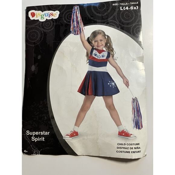 Disguise Cheerleader Superstar Spirit Halloween Dress Up Child Size L (4-6X) - Picture 1 of 6